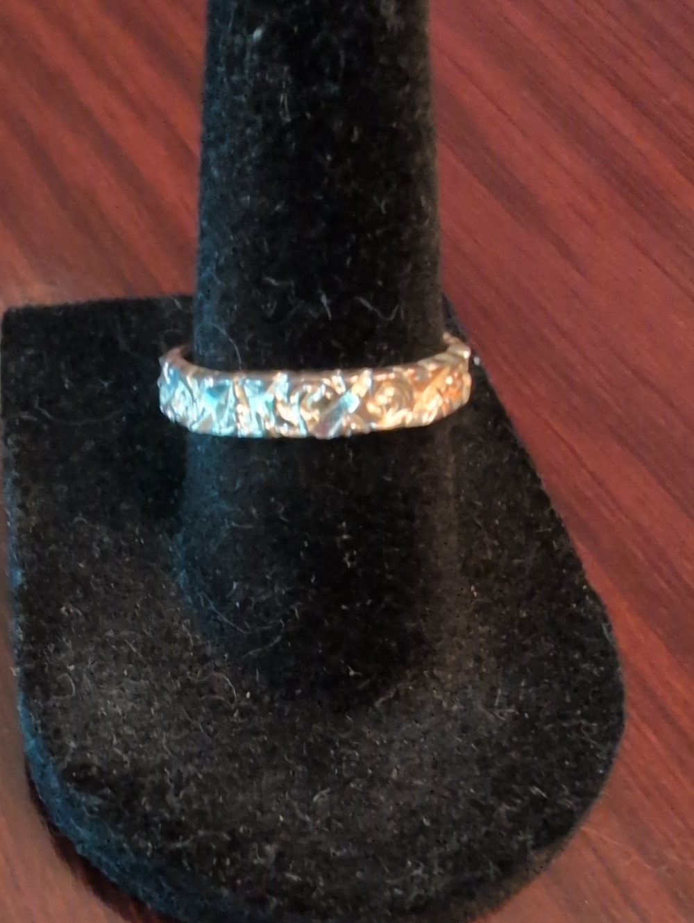Handcrafted 925 Stamped Textured Silver Band Ring - Silver
